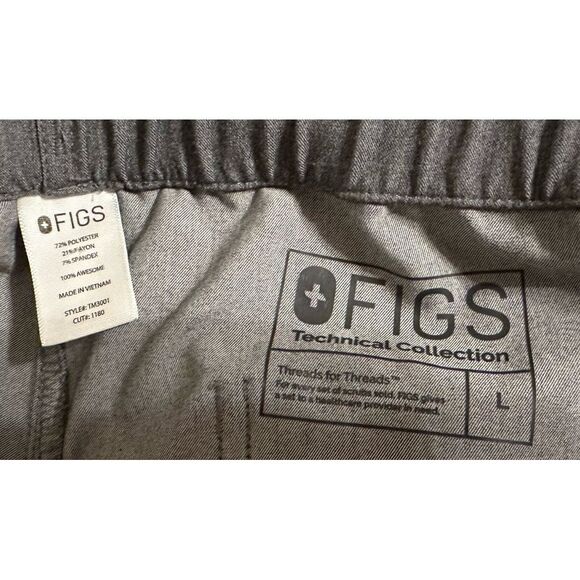 Figs Scrub‎ Pants Mens Large Gray Technical Collection .  Zip Front, Draw String - Picture 2 of 6